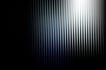 Abstract vertical lines with a gradient of blue and white light on a black background