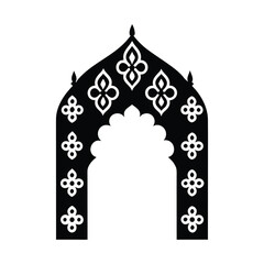Decorative Archway Silhouette with Diya Flame Patterns
