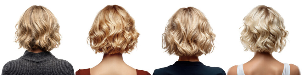 Obraz premium Hair styling trends short wavy hairstyles for women studio portrait on transparent background