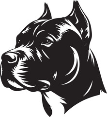 Pitbull Dog Silhouette Vector Black and White Strong Canine Illustration