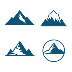 Four stylized dark blue mountain peak logos on white background symbol nature
