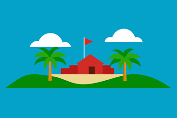 tropical island with palm trees