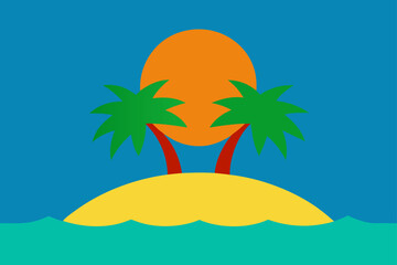 tropical island with palms