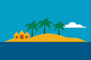 vector illustration of a tropical island