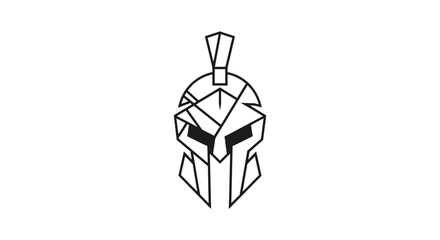 Geometric Spartan Helmet Illustration: A Minimalist Symbol of Ancient Warfare, Emblem