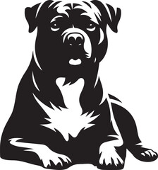 Pitbull Dog Silhouette Vector Black and White Strong Canine Illustration