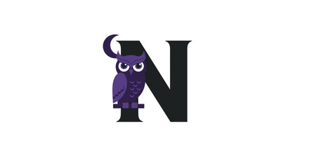 Enigmatic night owl emblem design with stylized initial letter element for branding