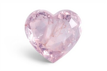 heart-shaped gem, beautiful pink quartz crystal, cut and polished gemstone, delicate translucent stone, natural mineral rock formation, close-up detailed macro shot, high resolution photorealistic ima