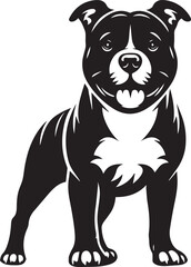 Pitbull Dog Silhouette Vector Black and White Strong Canine Illustration