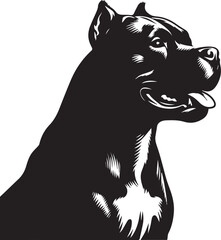Pitbull Dog Silhouette Vector Black and White Strong Canine Illustration
