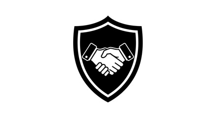 Shielded agreement: a black and white emblem of trust and partnership assurance