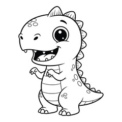 Adorable cartoon dinosaur coloring page for kids fun and creativity silhouette