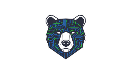Digital guardian: a bear rendered in circuitry conveys strength in the digital realm