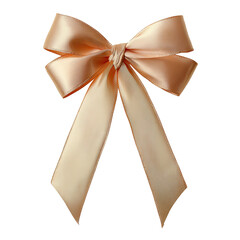 Peach satin ribbon bow, elegant and symmetrical