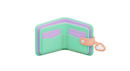 Pastel Wallet Icon with Cloud Charm for Modern Finance Illustration