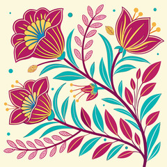 Seamless floral pattern with flowers and leaves