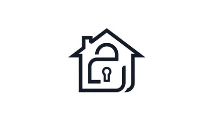 Minimalist secure house logo design conveying safety and protection for residences and real estate