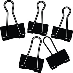 Set of Binder Clips in Assorted Sizes Silhouette Transparent Background