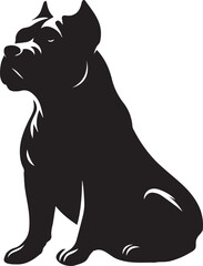 Pitbull Dog Silhouette Vector Black and White Strong Canine Illustration