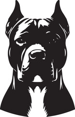 Pitbull Dog Silhouette Vector Black and White Strong Canine Illustration