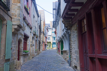 Rue pav&eacute;e de Vitr&eacute; en Ille-et-Vilaine - Bretagne - France.