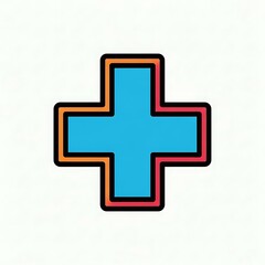 Fototapeta premium Colorful Cross Symbol with Bold Black Outline on White Background