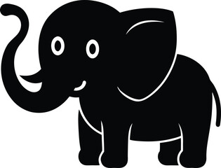 Cute Elephant Cartoon Icon Silhouette Transparent Background