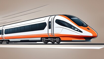 Naklejka premium sleek modern high speed train white and orange accents isolated on neutral background side profile view
