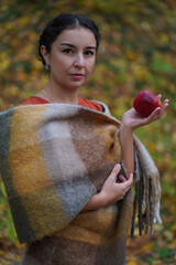 Picknic in the fairy beatiful forest in autumn