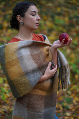 Picknic in the fairy beatiful forest in autumn