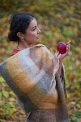 Picknic in the fairy beatiful forest in autumn