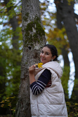 Picknic in the fairy beatiful forest in autumn