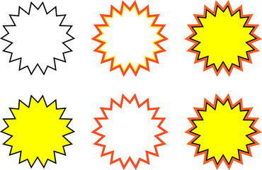 Collection of starburst shapes for sale signs and decorations