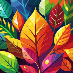 Colorful Backlit Foliage Displaying the Full Range of Fall Shades, Ai Generated