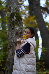 Picknic in the fairy beatiful forest in autumn