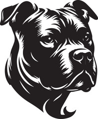 Pitbull Dog Silhouette Vector Black and White Strong Canine Illustration