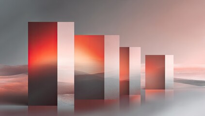 Abstract composition of geometric forms against a blurred background