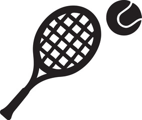 PrintSimple silhouette of a tennis racket and ball on a light background