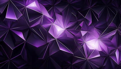 abstract dark purple and black polygonal background with glowing light