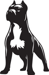 Pitbull Dog Silhouette Vector Black and White Strong Canine Illustration