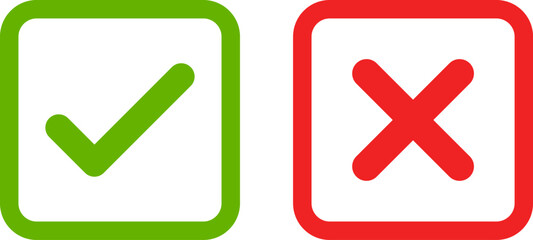Green check mark and red x symbol for yes and no