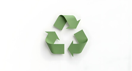 Green Recycle Symbol on White Background