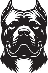 Pitbull Dog Silhouette Vector Black and White Strong Canine Illustration