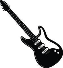 Obraz premium Red Electric Guitar Shining Silhouette Transparent Background