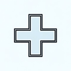 Fototapeta premium Minimalist Black and White Cross Symbol on Light Background for Healthcare and Medical Design
