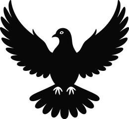 Obraz premium Black bird wings spread vector silhouette dove pigeon