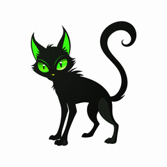 black cat with green eyes
