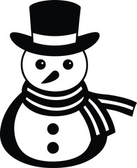 White Snowman Hat and Scarf Silhouette Transparent Background