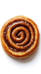 Fototapeta premium Delicious cinnamon roll with sweet glaze, inviting warmth and comfort for breakfast or a sweet treat