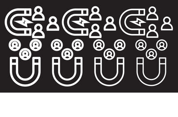 Magnet user icon graphic set. stroke line. User engagement icon vector, illustration logo template